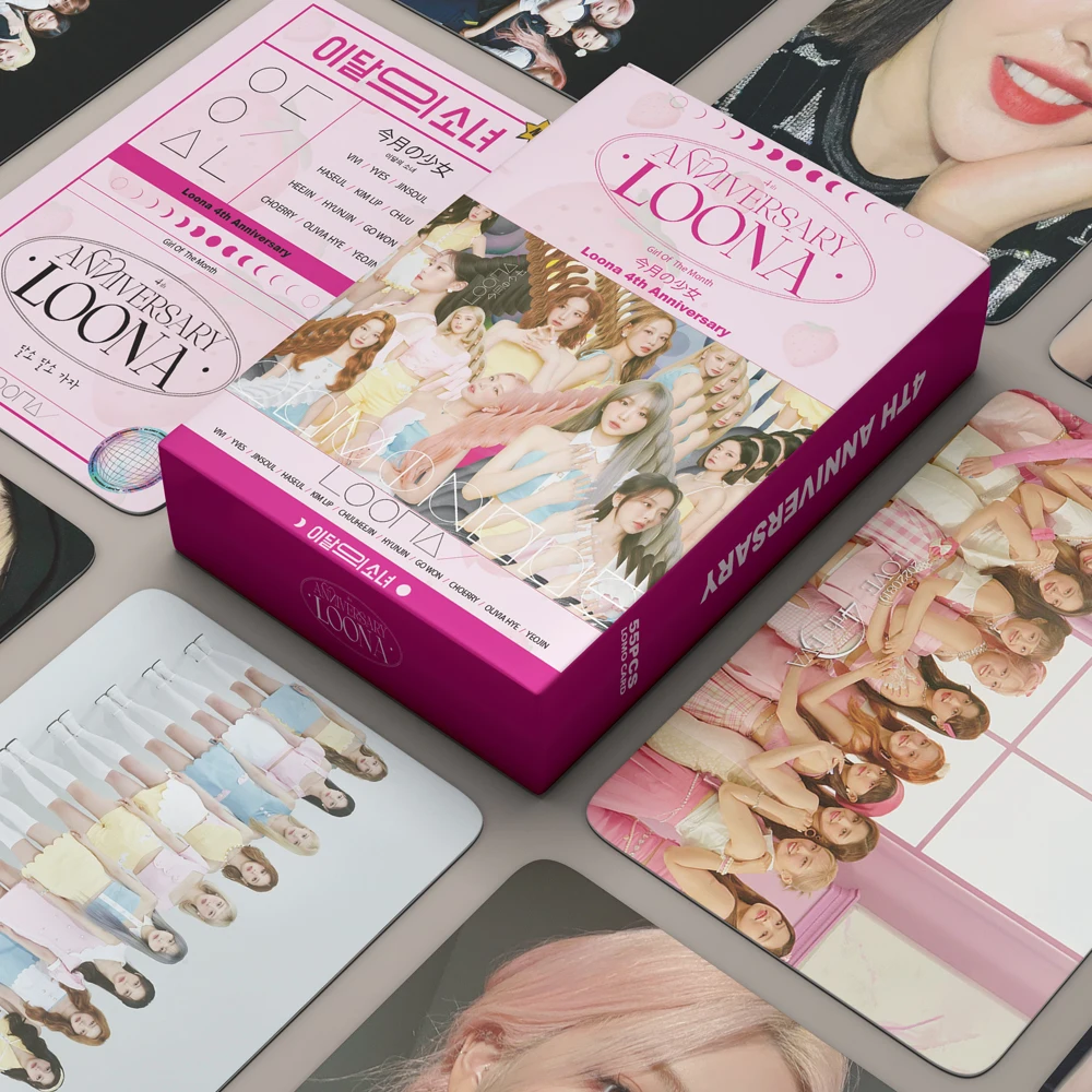 

55pcs/set Kpop LOONA Lomo Cards 4TH ANNIVERSARY high quality HD Photo album Cards Fan gifts