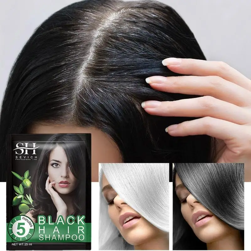 

Мгновенный шампунь для черных волос 10 шт., натуральные волосы, временная краска для волос, поддерживающая затемнение и блеск за 5 минут, простой в использовании шампунь для волос