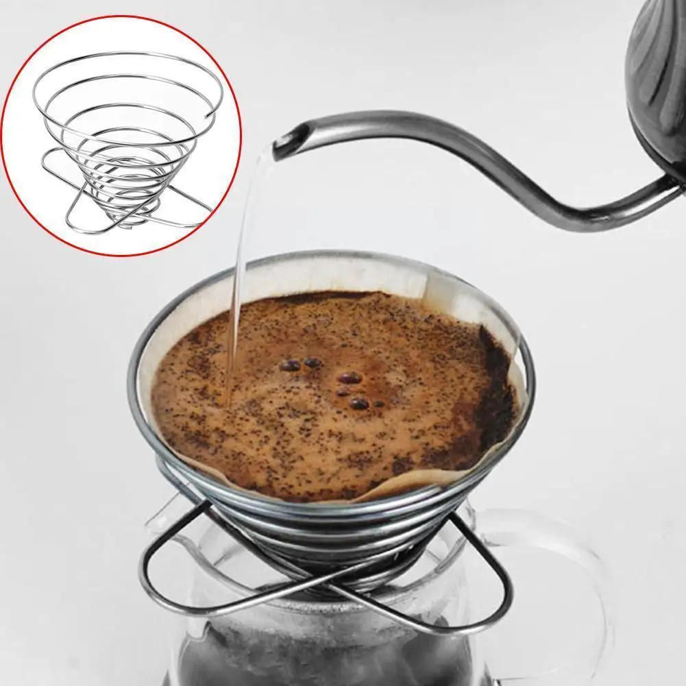 

Складной фильтр для кофе на пружине, портативный мини-держатель для кофе, кухни, стальной держатель для столовой, фильтр для кофе, посуда для бара A1q0