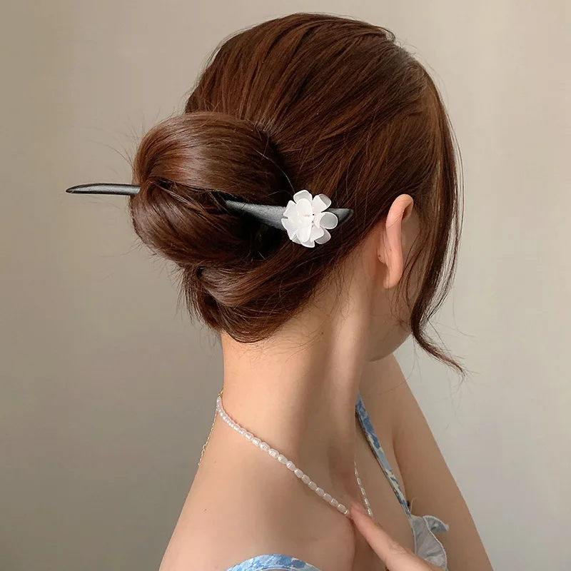 

Boho Chinese Ethnic Style Hairpin Women Classical Modern Wooden And Metal Hairpin Cheongsam Hanfu Dished Hair Hairpin
