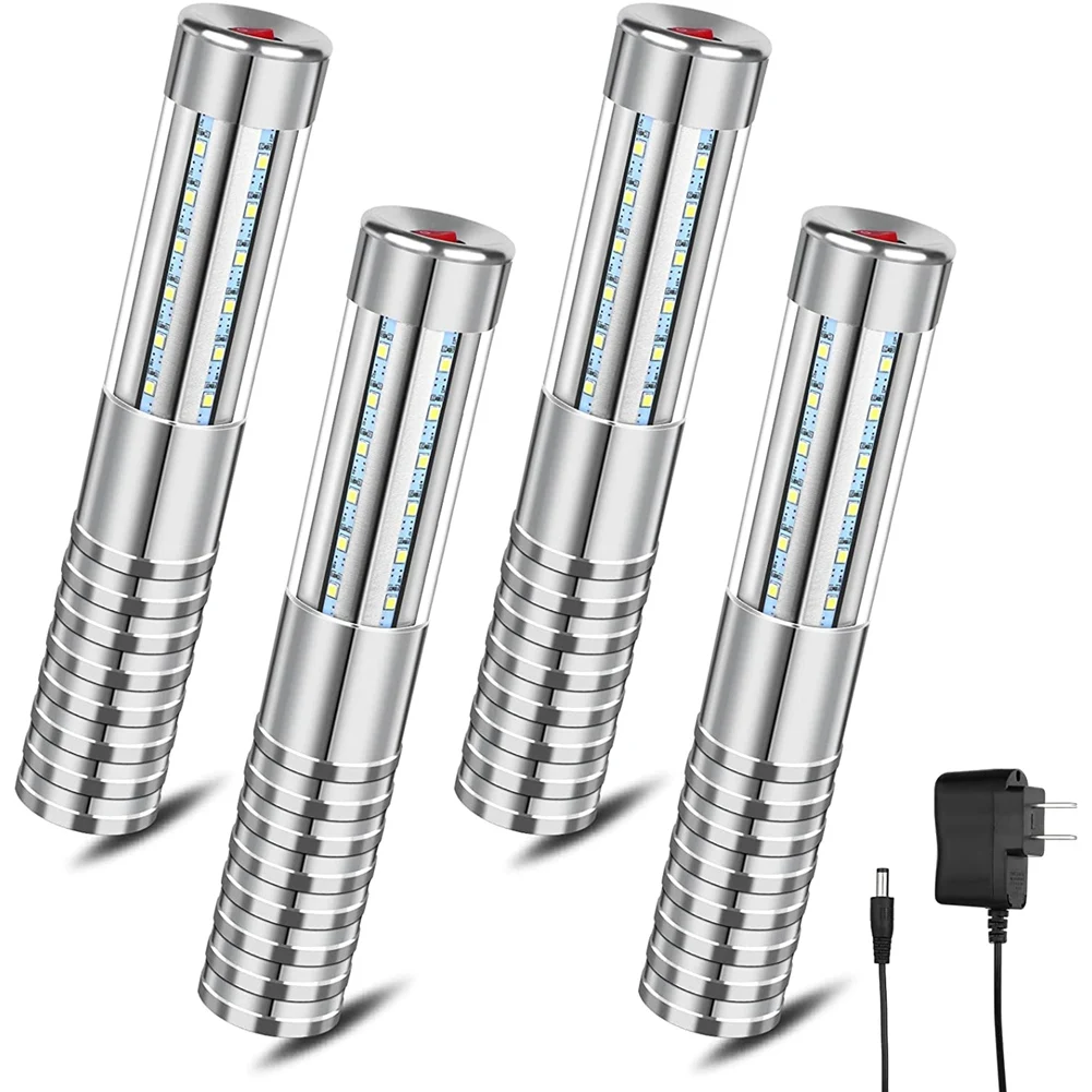 

4 Pcs LED Strobe Reusable LED Light Rechargeable Champagne LED Bottle Service and Charger,US Plug Silver