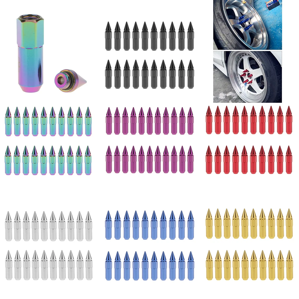 

20pcs Car Racing Aluminium Wheel Rims Lug Nuts 12x1.25mm Extended Tuner Key