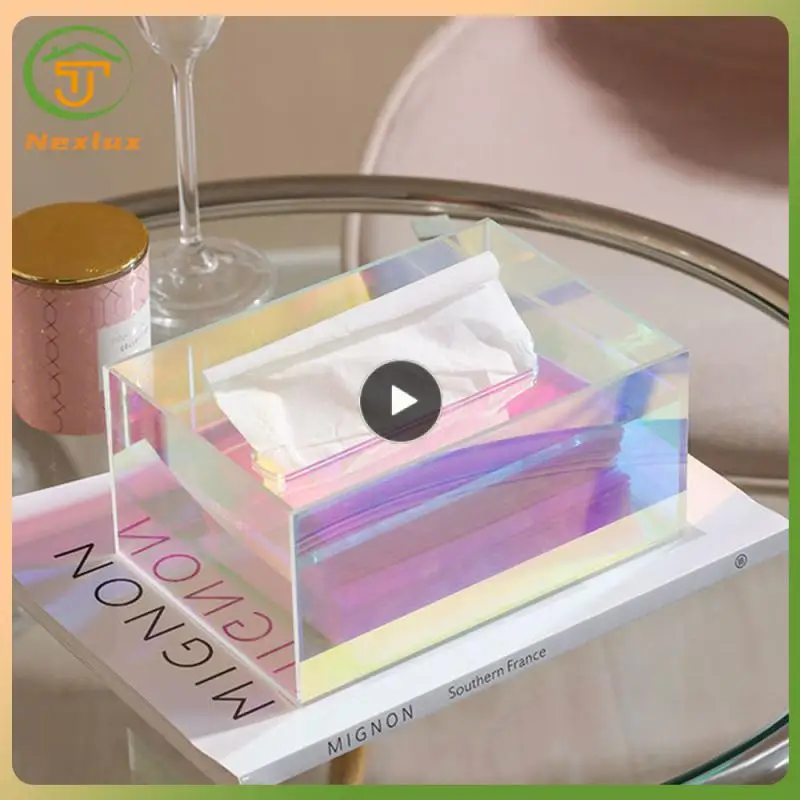 

Tissue Storage Box Convenient Paper Box Storage Box Large Opening Color Transparent Storage