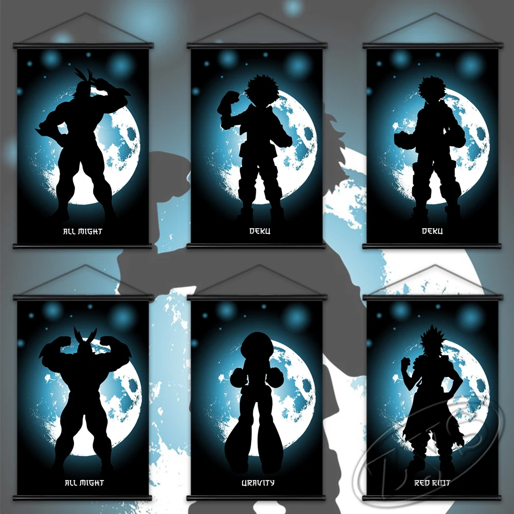 

My Hero Academia Poster Hanging Scrolls Art Mural All Might Canvas Painting Wall Picture Child Bedroom Home Cuadros Decoration
