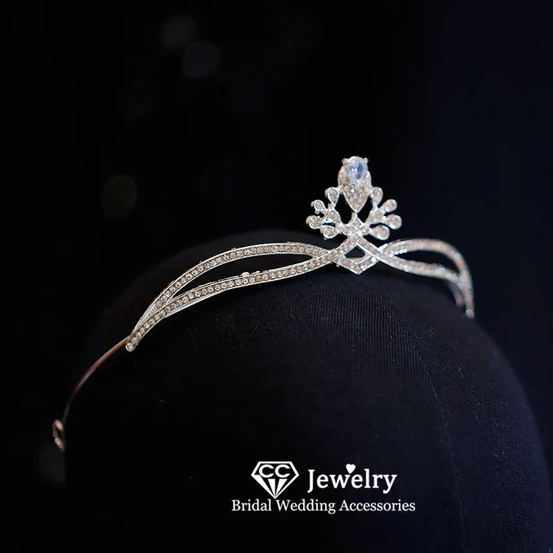CC свадебная корона, Женские аксессуары, свадебные головные повязки, обручальные украшения для волос, простой дизайн, головной убор со стразами, HS177