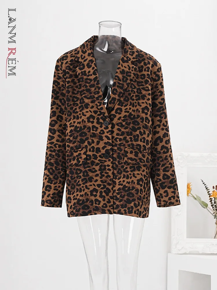 Пиджак LANMREM женский с леопардовым принтом уличная одежда английским воротником
