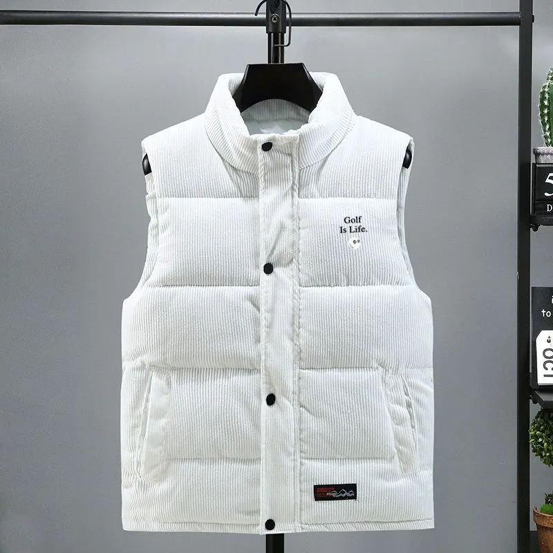 Winter Men's Golf Jacket 2022 Down Cotton Golf Vest Windproof Warm Hooded Windbreak Vest Men's Golf Wear Coats Horse Men