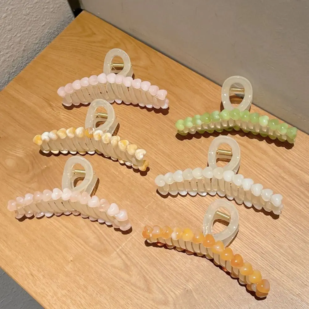 

Jelly Color Love Heart Hair Crab Clip New Large Headdress Shark Hair Clip Ponytail Clip Female