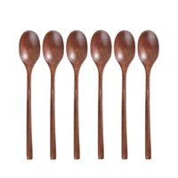 6 pieces wooden spoon for eating mixing stirring cooking wood soup spoons long handle spoon with japanese style kitchen utensil