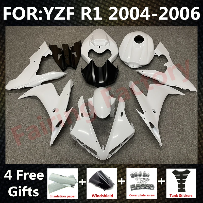 

Новый комплект обтекателей для мотоцикла ABS для YZF R1 2004 2005 2006 YFZ-R1 04 05 06, Обтекатели для кузова белого и черного цвета