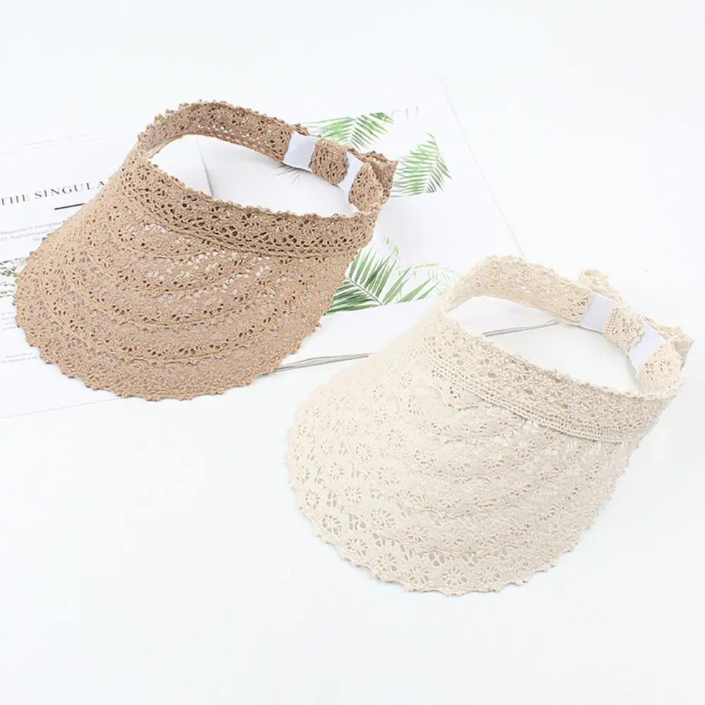 

Women Hat Solid Color Lace Big Brim Adjustable Summer Sun Hat Hearwear