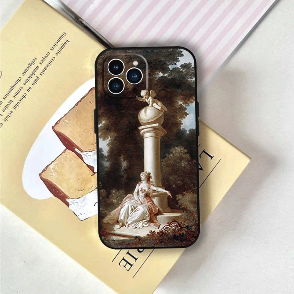 Чехол для телефона Art Jean H-Honore Fragonard iPhone 12 11 13 14 15 16 Max Pro Plus черный мягкий силиконовый