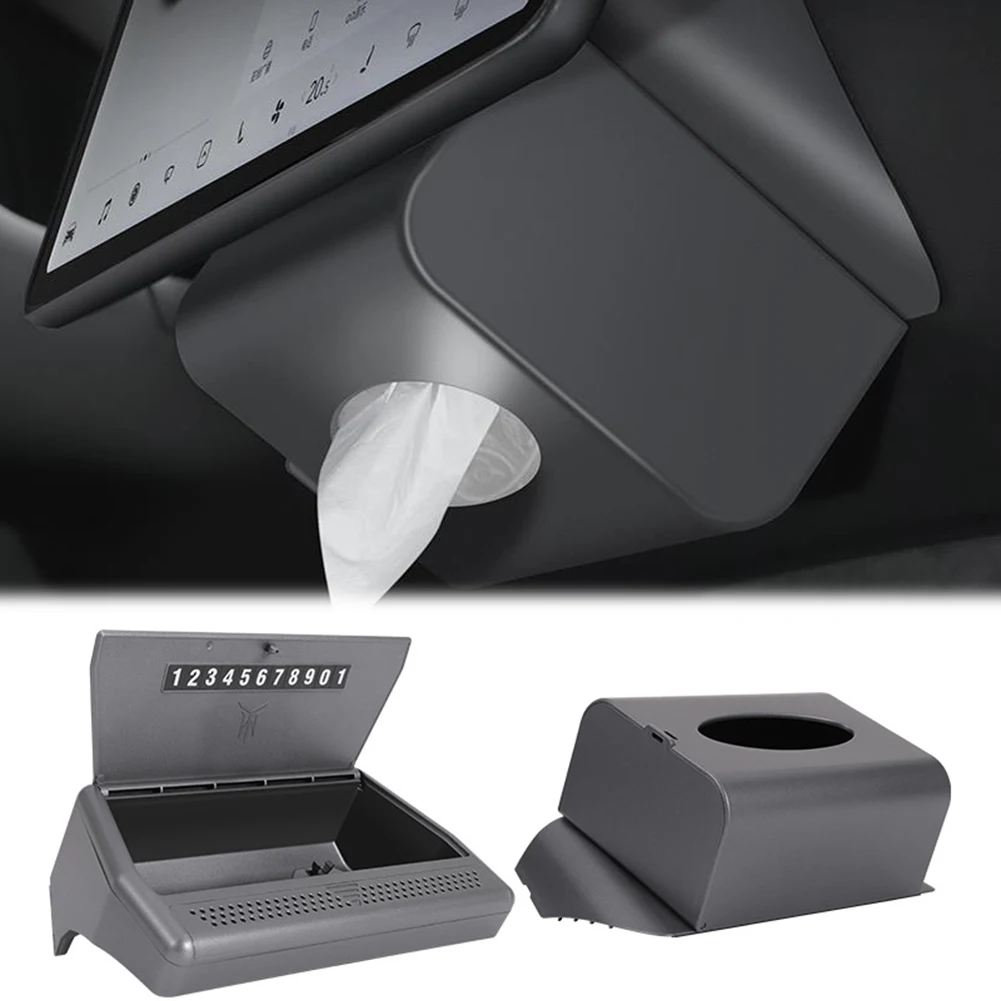 

2PCS Tissue Box + Storage Box ABS Fit For Tesla Model 3 Y Aromatherapy Glasses Tissue Box Can Store Glasses Hidden Installation