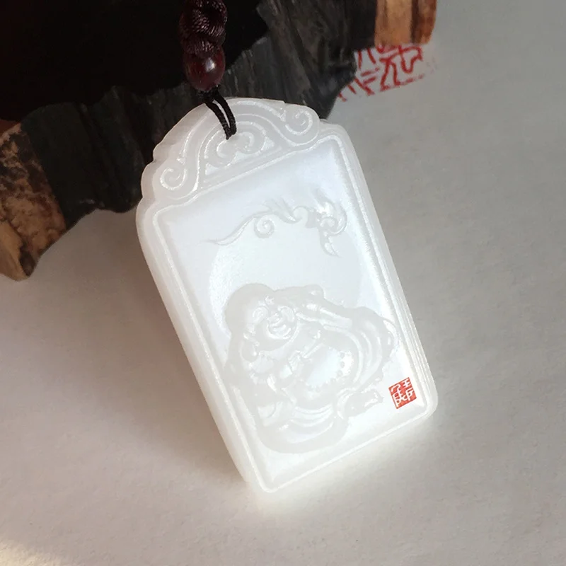 Бирка Будды Maitreya из белого нефрита для мужчин и женщин индивидуальная модная