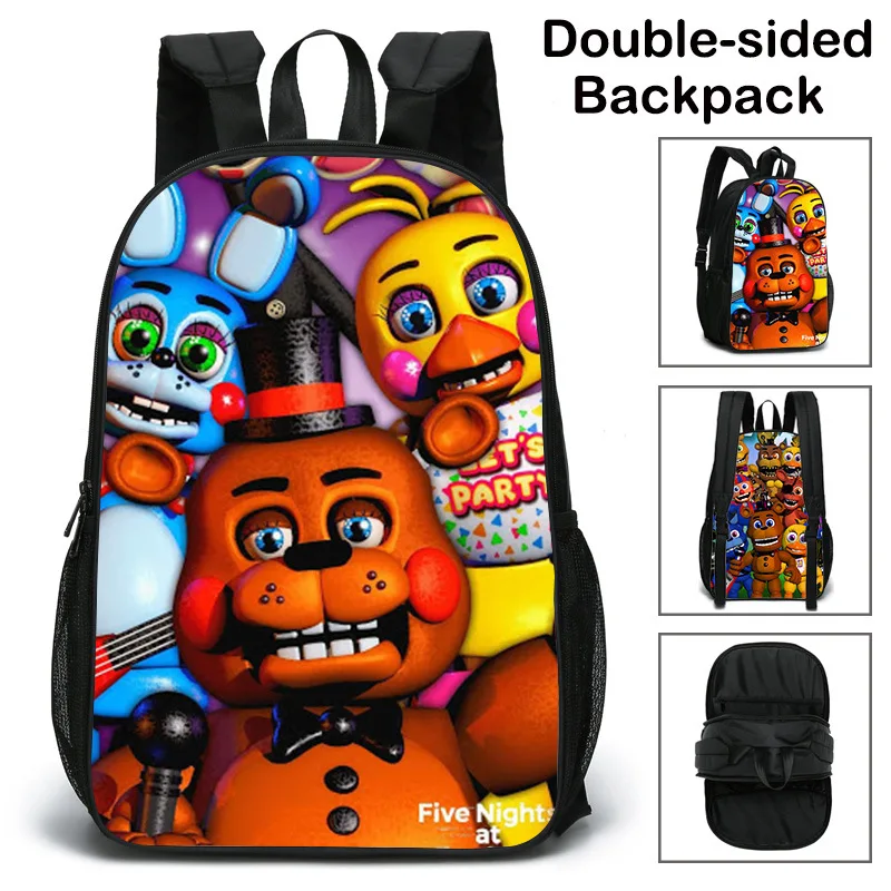 

Five Nights At Freddy's Perimeter Teddy Bear Reversible Print School Bag Backpack Gift for Primary and Secondary School Students