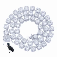 2022 new pet decoration 10mm crystal baguette tennis chain collars necklace with spring clasp bling dog cat wedding accessories