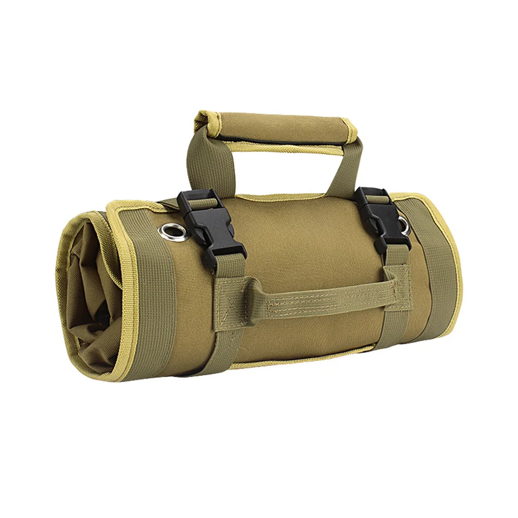 

Oxford Cloth Roll-up Storage Bag Portable Detachable Lifting Handle Heavy Duty Multi-pocket Pliers Pouch Pocket Khaki