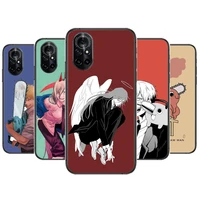 chainsaw man clear phone case for huawei honor 20 10 9 8a 7 5t x pro lite 5g black etui coque hoesjes comic fash design