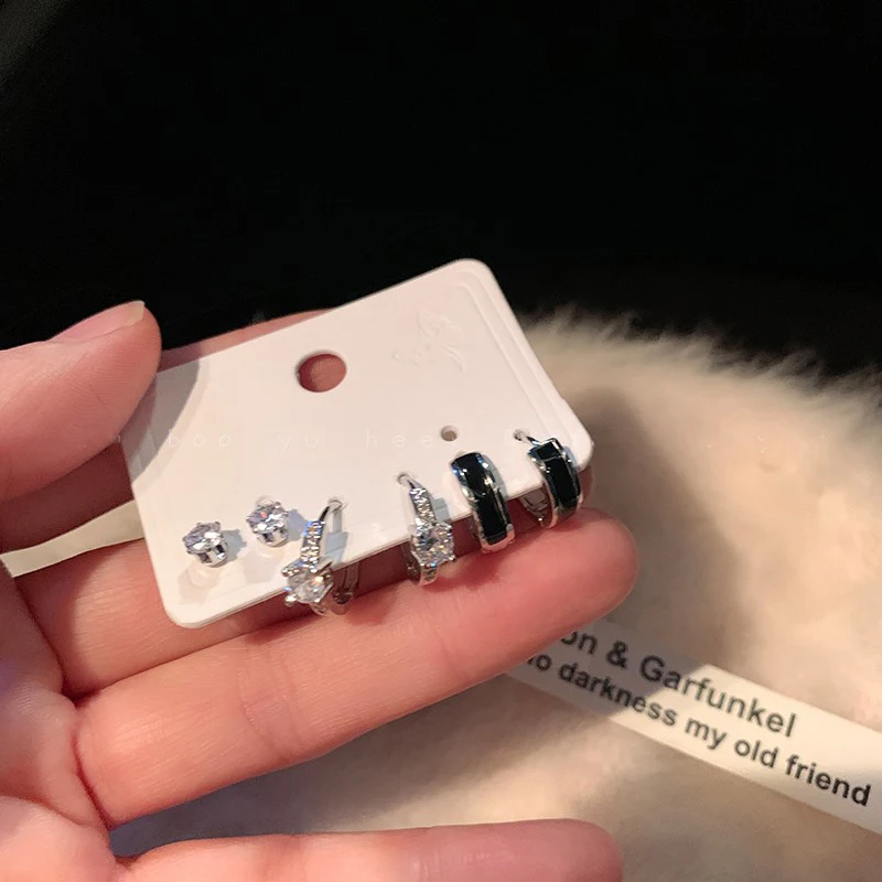 6 шт./компл. модные изысканные серьги-кольца с кристаллами и цирконием для женщин