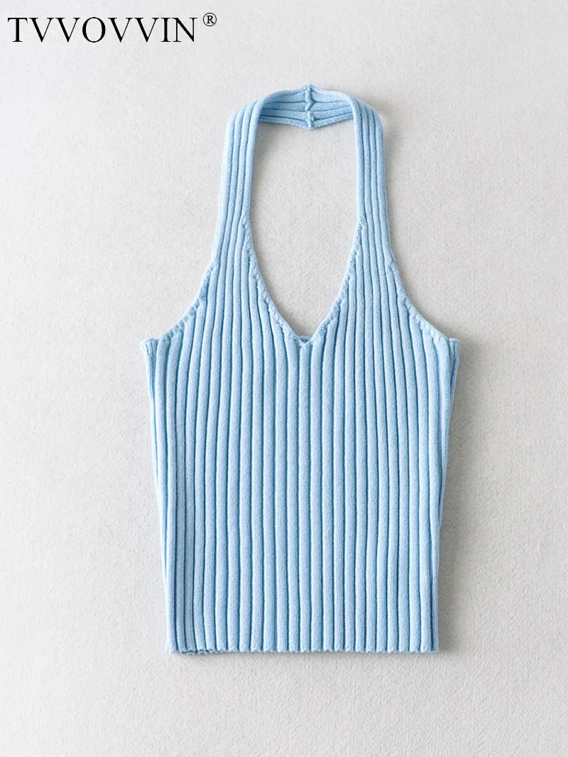 Топ женский трикотажный с V-образным вырезом и открытой спиной Топ женский трикотажный с V-образным вырезом и открытой спиной