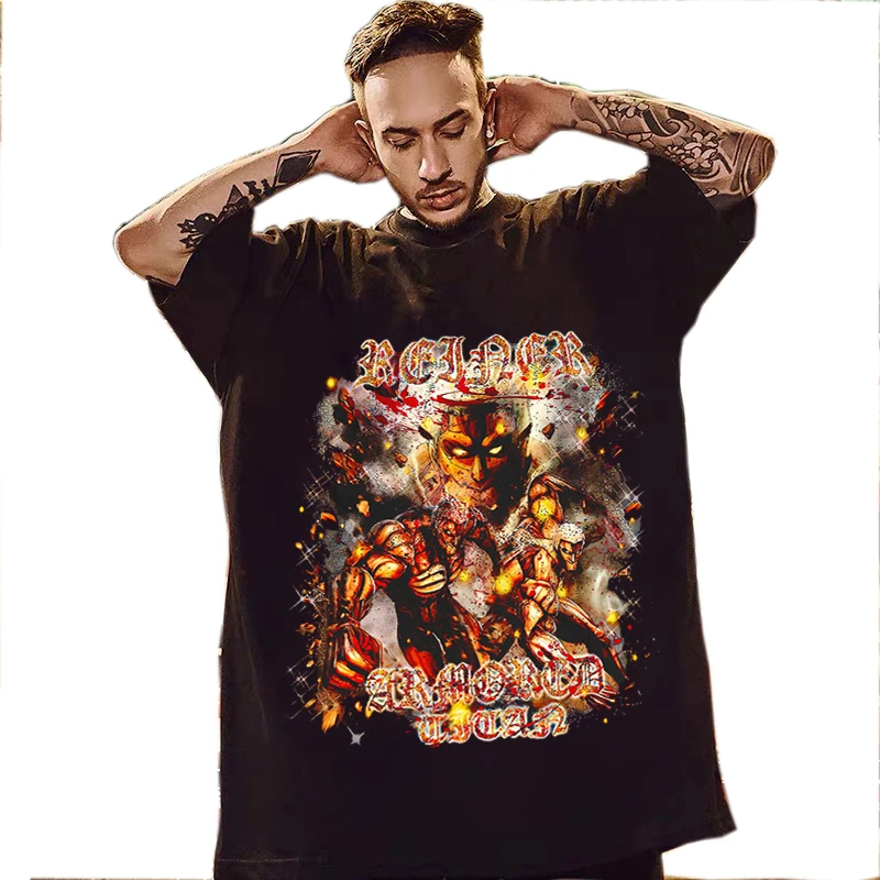 

Attack on Titan Shirt Japanese Anime T Shirt Reiner Armored Titan Tee Oversized T-shirts Graphic Women T Shirt Vintage Tops