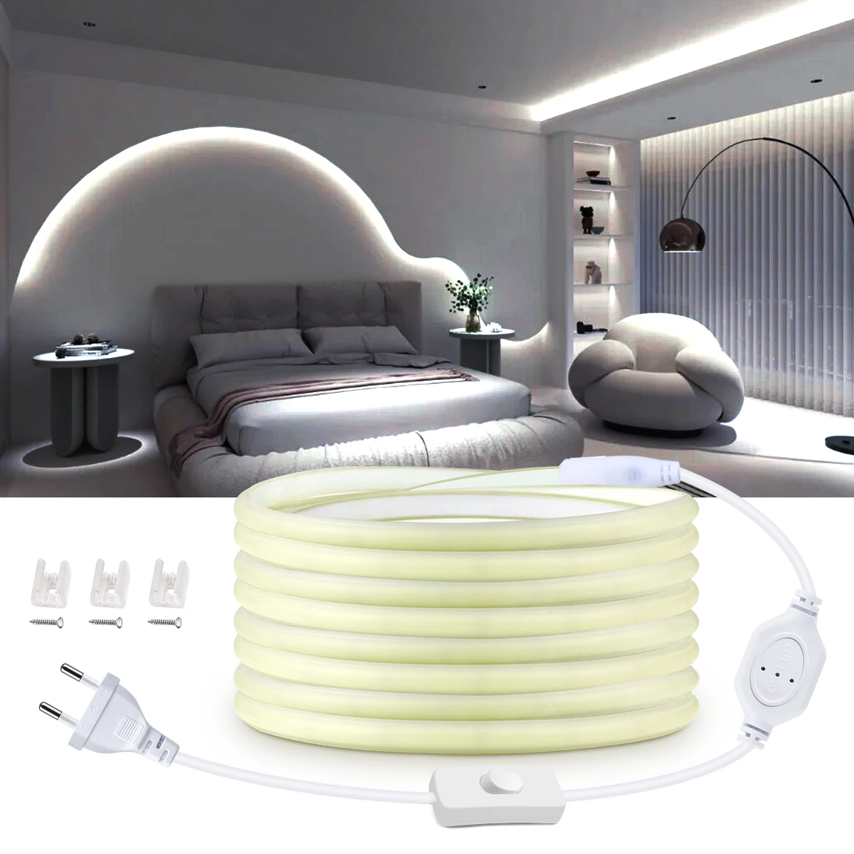 

Ribbon Leds/m Kitchen High Tape Density Led Under / Strip White Flexible Light Cabinet Strip 320 Lights Warm