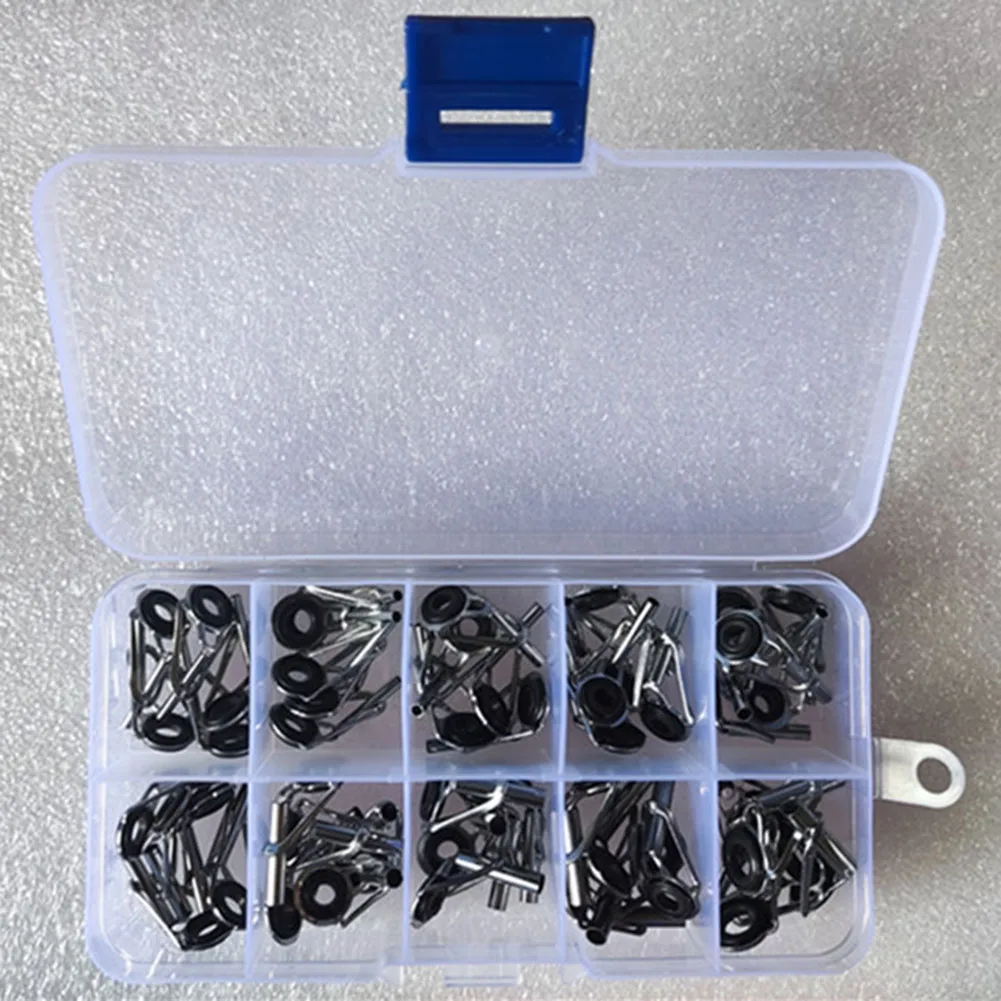

50pcs Fishing Rod Guide Tip Repair Kit Guide Ring Tip Eye Rod Eye Ring 1.6-3.8mm Stainless Steel Top Tip Guide Fishing Accessory