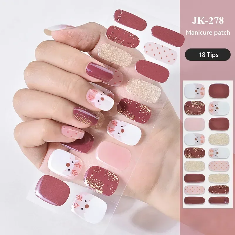 

Japanese Korean Gel Nails Stickers Full Cover Gel Nail Stickers UV Lamp Cured Manicure Semi Cured Gel Nail Strips Manicure