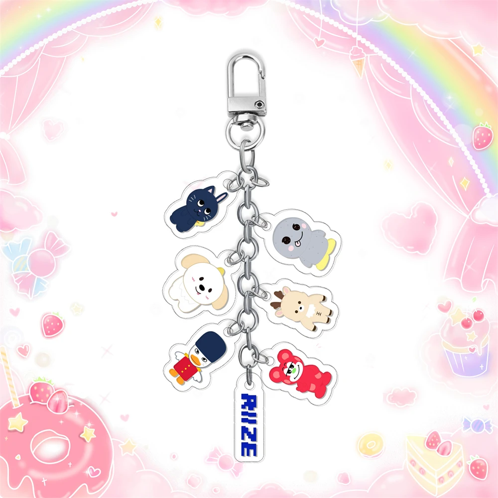 Брелок KPOP (G)I-DLE TWS ILLIT RIIZE ITZY Babymonster ZB1 мультяшный акриловый длинный брелок-цепочка