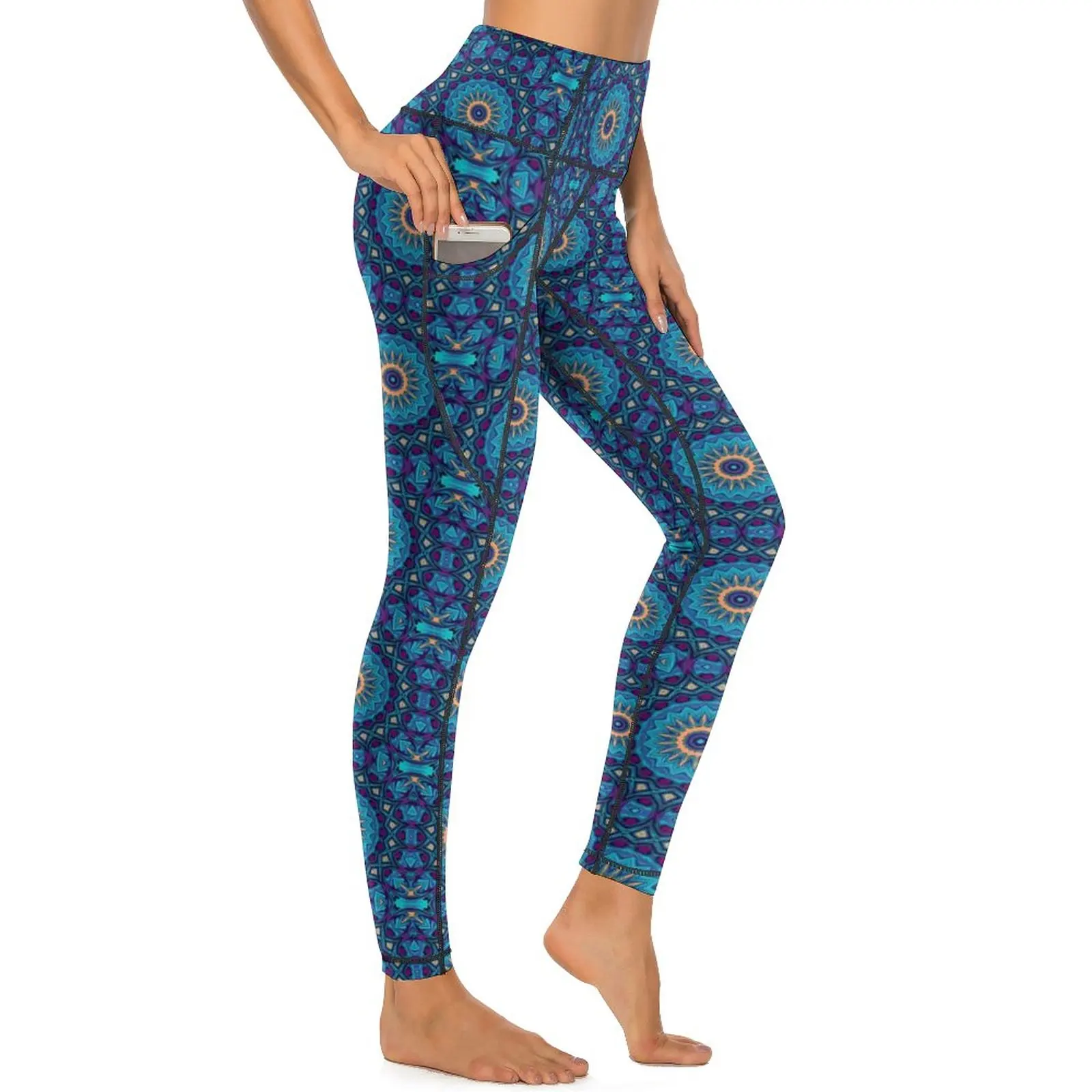 

Леггинсы Peace Mandala, винтажные штаны для фитнеса и йоги с цветочным принтом, спортивные эластичные леггинсы с высокой талией, повседневные леггинсы с графическим принтом и карманами
