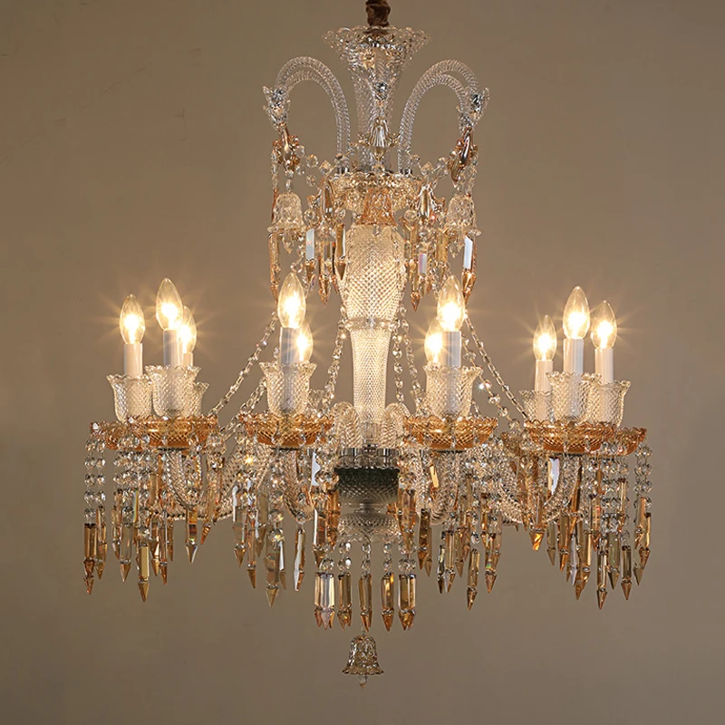 European Vintage Villa Gold Crystal Chandelier French Elegant Bedroom Study Candlelight Droplight Hotel Suite Decorative Lamp