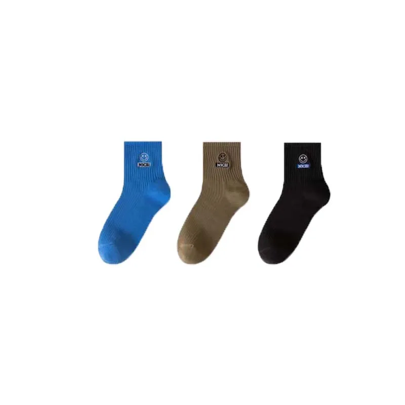 Men's Mid-Thigh Socks Sports Socks Sweat-Absorbing Long Socks Casual Simple Solid Color Smiley Socks