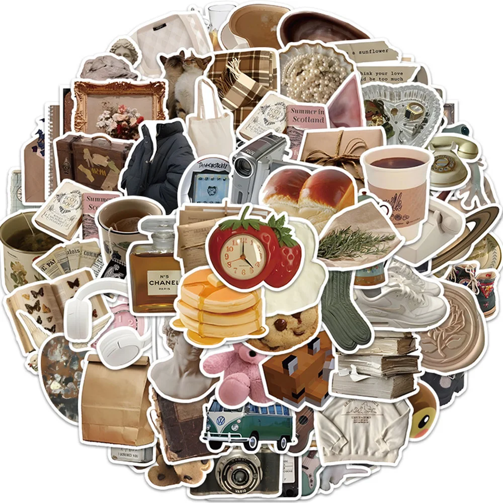 

10/30/60pcs Old Objects Retro Stickers for Scrapbook Diary Phone Laggage Water Bottle Graffiti Waterproof Kids Sticker Decal Toy