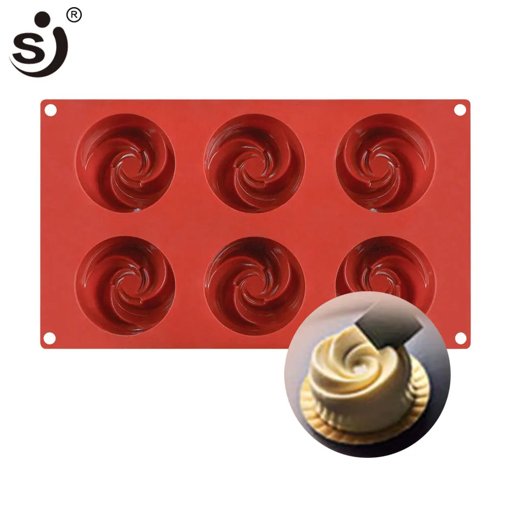 SJ 6Cavity Silicone Mousse Cake Mold Rose Chocolate Mould De