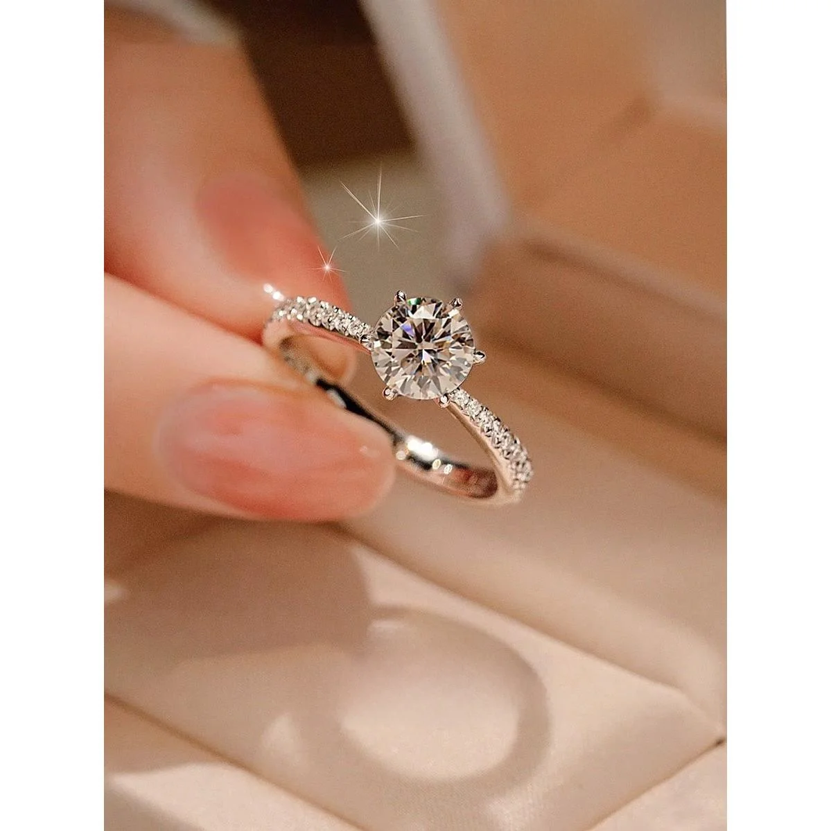 Кольцо с бриллиантом из муассанита тканое кольцо шестью когтями стерлинговое