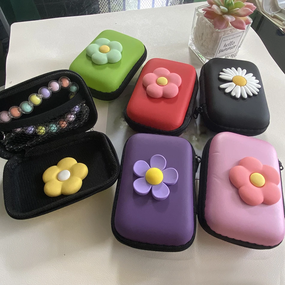 

ins flower wristband Storage bags cute For airpods Headphone Storage Case for iPhone USB Cable Earphone Earbuds Accessories box