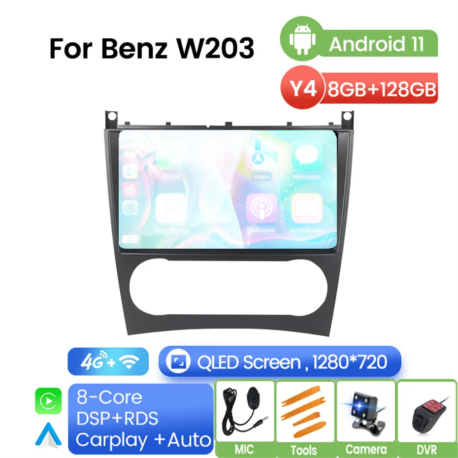 Автомагнитола 2DIN Android Wi-Fi DVD GPS для Mercedes/Benz W203 W209 W219 W169 A160 C180 C200 C230 C240 CLK200 CLK22 радио