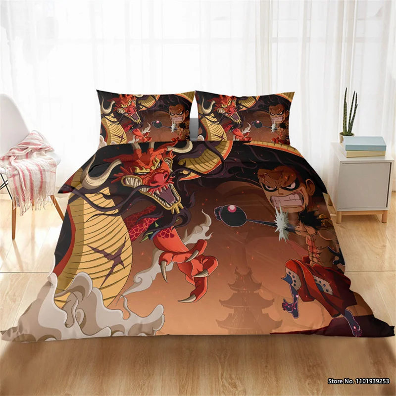

Japanese Cartoon One Piece Series Bedclothes Set Children Baby 3D Digital Printing Duvet Cover Pillowcase Home Textile