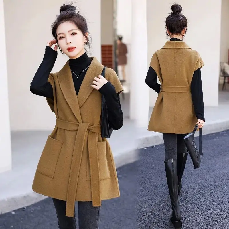 

New Women's Vest 2023 New Korean Fashion Spring Autumn Short Woolen Vest Female Casual Waistcoat Jacket Lady Outerwear Top V270