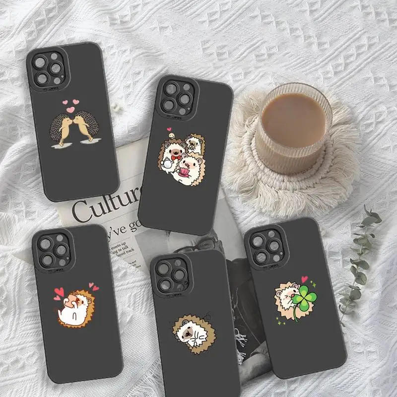 

Cute cartoon hedgehog animal Phone Case For iPhone 13 12 11 Pro MAX Mini X XS XR 7 8 Plus Camera Lens Liquid Silicone