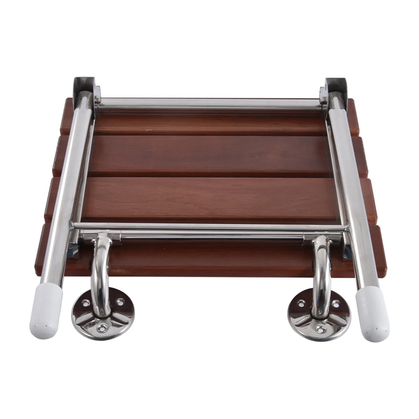 High-quality Bath Shower Wall Chair Home Bathroom Stool Household Wall Mounted Shower Seat Solid Wood Folding Chair - With Legs enlarge