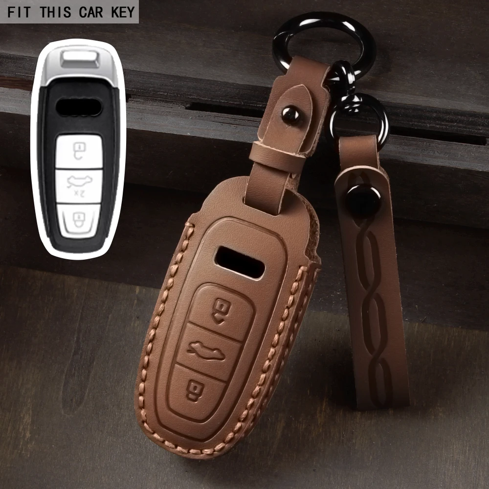 

Кожаный чехол для автомобильного ключа для Audi A3 A4 B9 A6 C8 A7 S7 4K A8 D5 S8 Q7 Q8 SQ8 E-tron 2018 2019 2020 2021 2022 2023