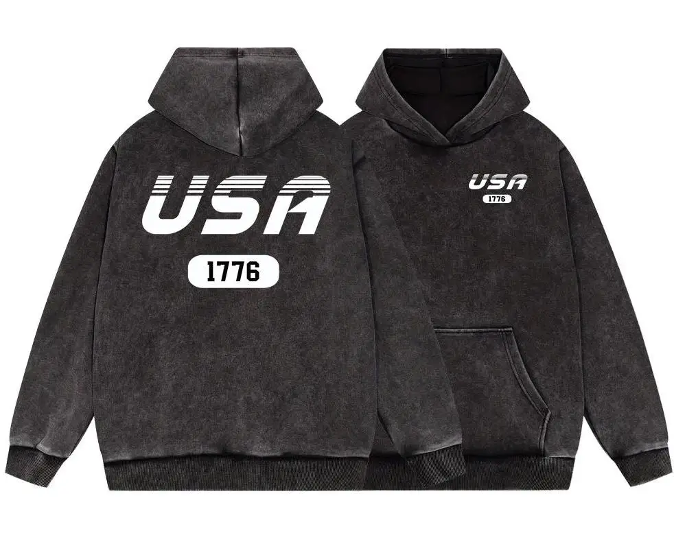 США 1786 мужская винтажная хлопковая толстовка с рисунком шрифтов простая