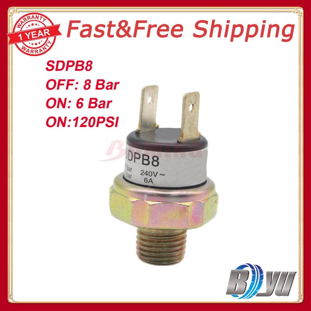 240 В 6 А бар-8 бар переключатель давления воздуха резьба для крепления бака 1/4 дюйма