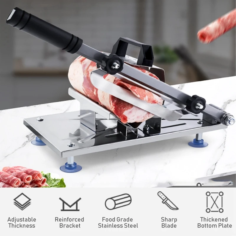 

Stainless Steel Meat Slicer Manual Adjustable Freeze Meat Cutting Machine Skiving Machine Meat Slicing Machine
