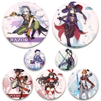 58mm fans collection popular game genshin impact brooches tinplate cartoon cosplay badge pins backpacks bag ornament accessory
