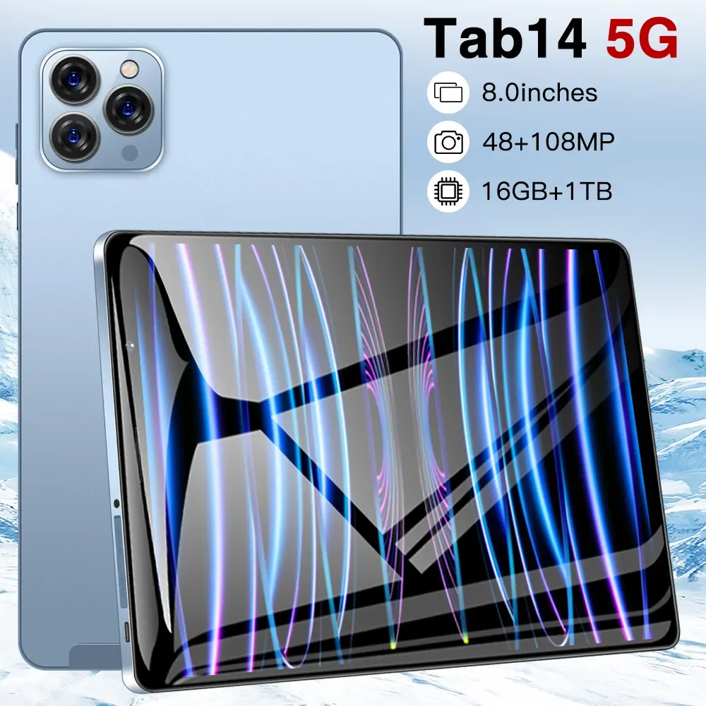 

Планшетный ПК Tab 14, 8-дюймовый экран HD, 1440*3200, Android 12, ОЗУ: 8/12/16 ГБ-rom: 256/512/1 ТБ, GPS + WIFI + BT, 8800 мАч