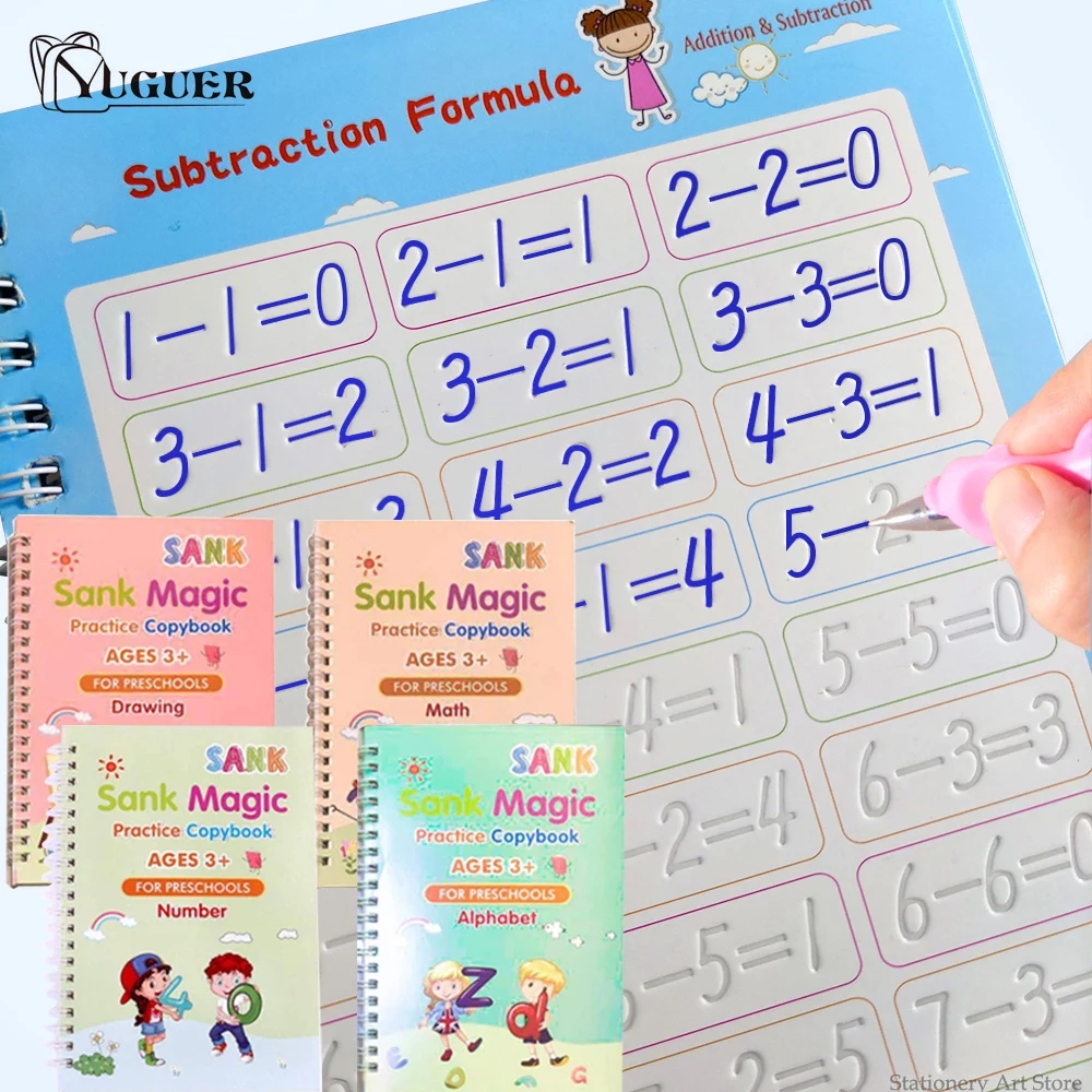 

SANK Copybook Magic Book Montessori Reusable Calligraphy Children's Notebook For Calligraphy Handwriting Copybook Writing Gifts