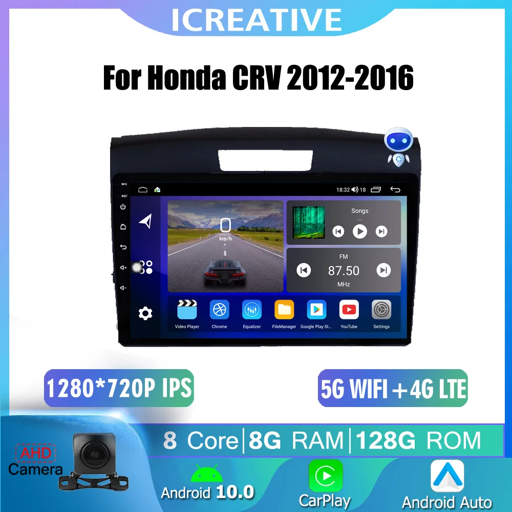 

T13 Multimedia Video Player For Honda CRV 2012-2016 Android Auto GPS Navigation 8-Core 4G WIFI Carplay IPS 1280*720 No 2din DVD