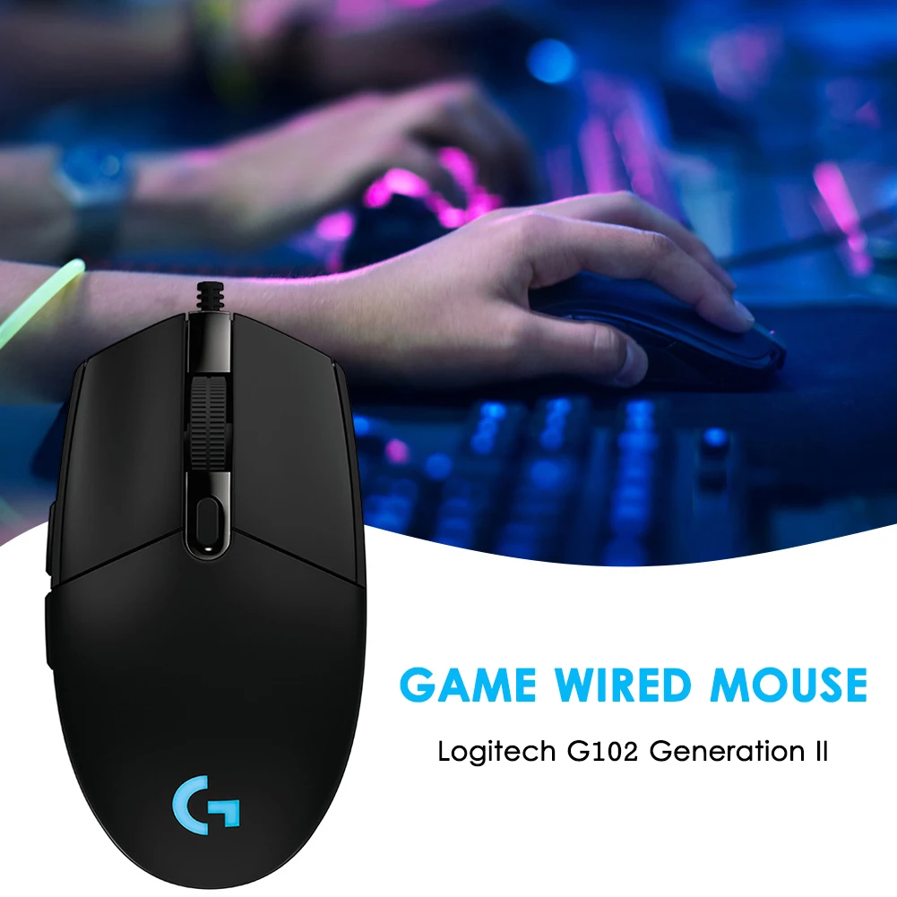 

Logitech G102 Gen 2 игровая мышь LIGHTSYNC RGB оптическая проводная мышь 6 кнопок 8000 DPI игровая мышь с подсветкой для PUBG для ПК